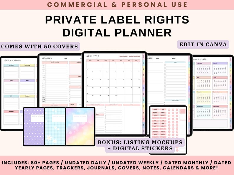 PLR Digital Planner 2026: Canva Editable, Hyperlinked Templates ...