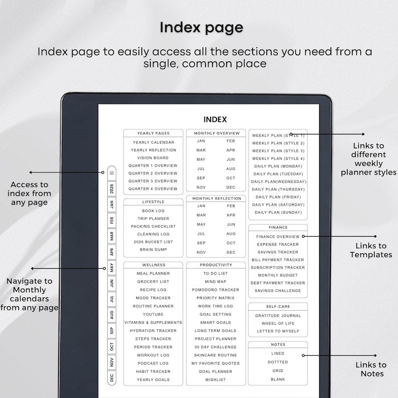 Templates for Kindle Scribe Tablets, Productivity Bundle 2026 : Meeting Notes, Notebook, Project (Hyperlinked PDF), Daily Planner 2026 image 4