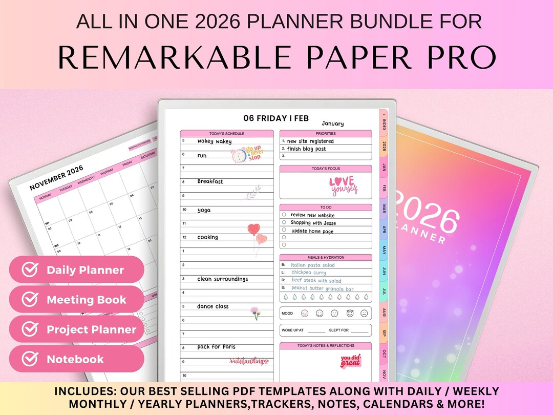 Remarkable Paper Pro, Remarkable 2 Planner 2026 DATED Digital Planner ...