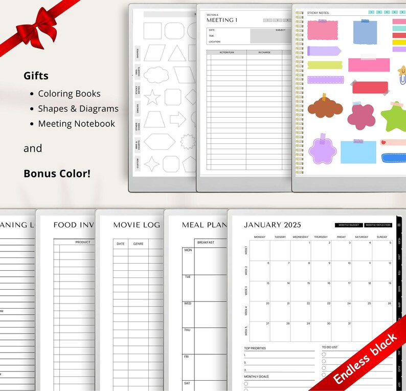 2025 ,2026 Digital Planner for Remarkable Paper Pro: Ultimate Colorful ...