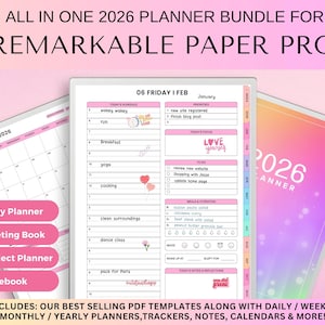 reMarkable Paper Pro, Remarkable 2 Planner 2026 DATED Digitaler Planer, 2026 Digitales Journal, Tagesplaner, Wöchentlich Digitales Journal Monatlich