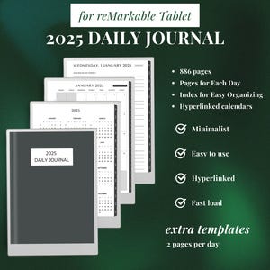 Daily Journal 2025 Template for Remarkable 2 , Hyperlinked PDF,  Templates for Remarkable, Digital Journal, Daily Notes