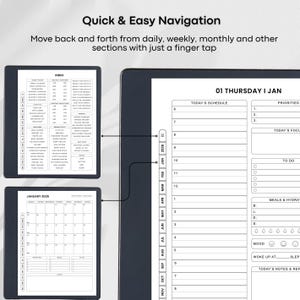 Templates for Kindle Scribe Tablets, Productivity Bundle 2026 : Meeting Notes, Notebook, Project (Hyperlinked PDF), Daily Planner 2026 image 7