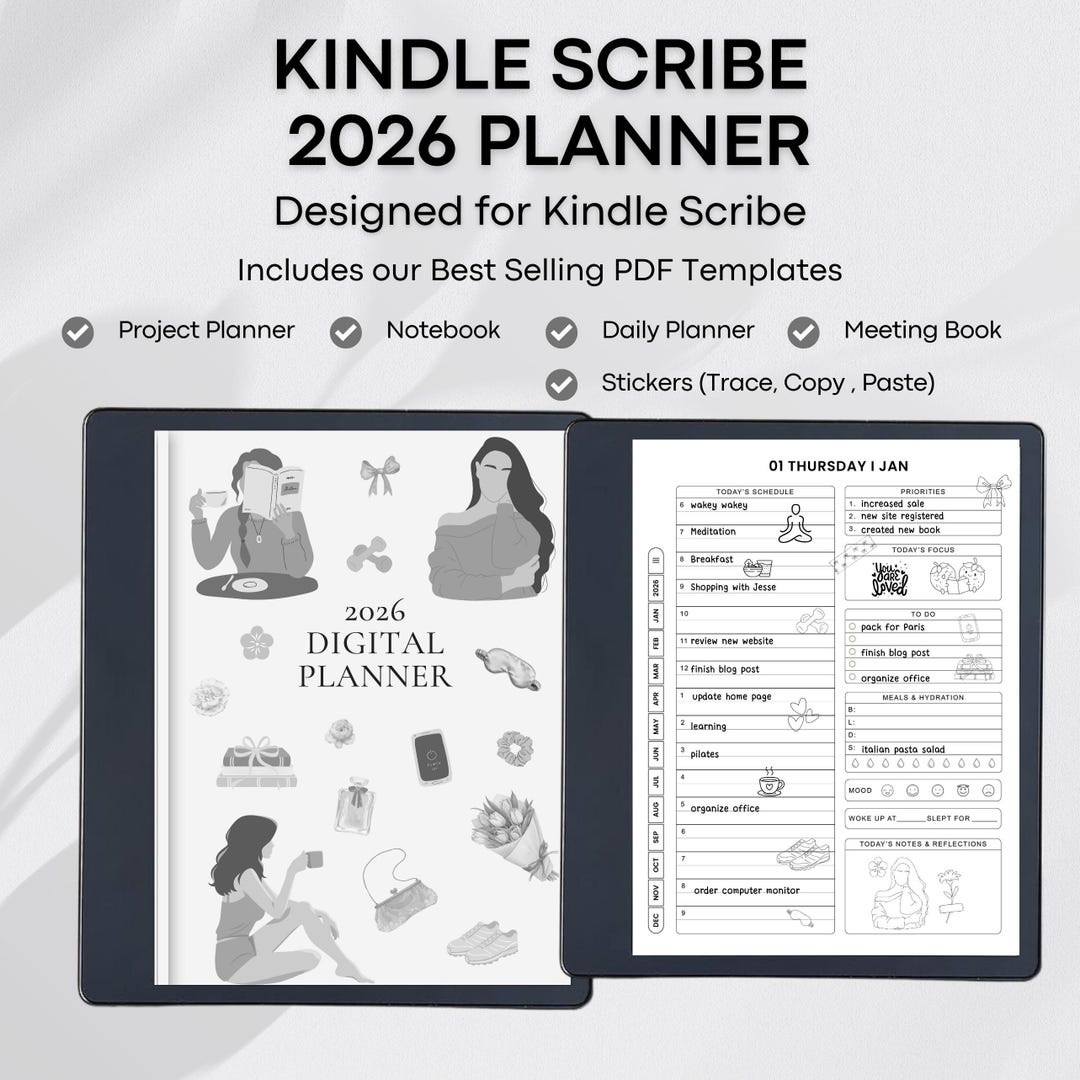 Kindle Scribe Planner, Daily Planner, Digital Planner 2026, Kindle