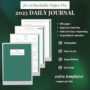 Daily Journal 2025 Template for Remarkable Paper Pro - Remarkable pro Templates, Digital Journal, Daily Notes, Hyperlinked PDF