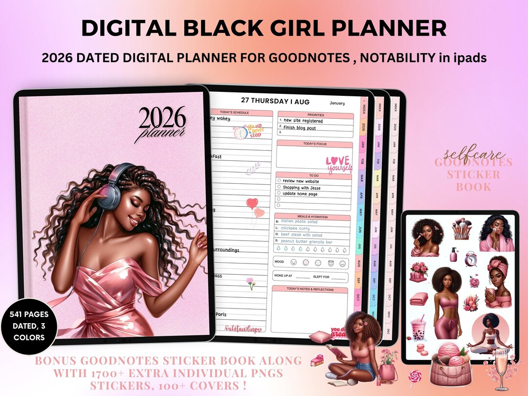 Black Girl Planner, 2026 Digital Planner, Life Planner, Daily Planner ...
