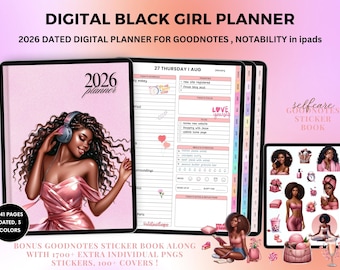 Black Girl Planner, 2026 Digital Planner, Life Planner, Daily Planner, Weekly Planner, Monthly Planner iPad, GoodNotes Notability