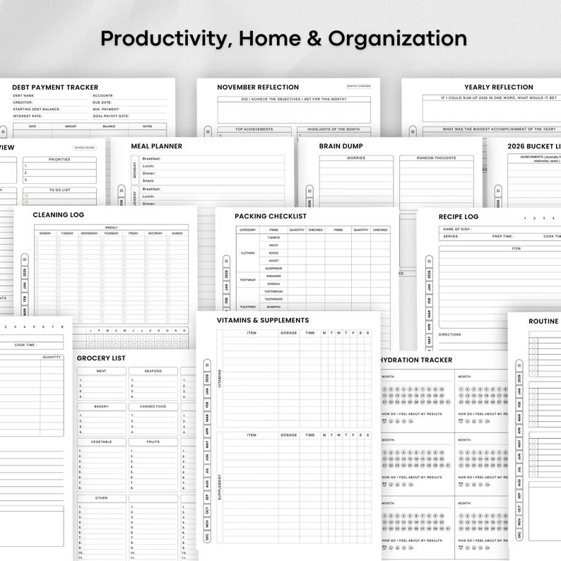 Templates for Kindle Scribe Tablets, Productivity Bundle 2026 : Meeting Notes, Notebook, Project (Hyperlinked PDF), Daily Planner 2026 image 10