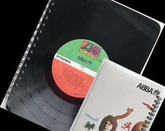 Cuaderno hecho con discos de vinilo reciclados: Diario con la portada del álbum de ABBA