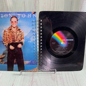 Recycled Elton John record notebook, Record Journal, Concert Journal, Album Cover Notebook, recycled vinyl, music notebook, music journal
