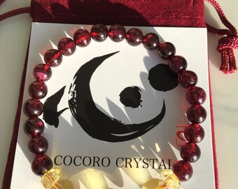 Armband met granaat en citrien