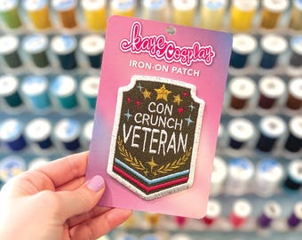 Con Crunch Veteran Embroidered Patch | Cosplay Army Iron-On Patch | Handmade Accessory