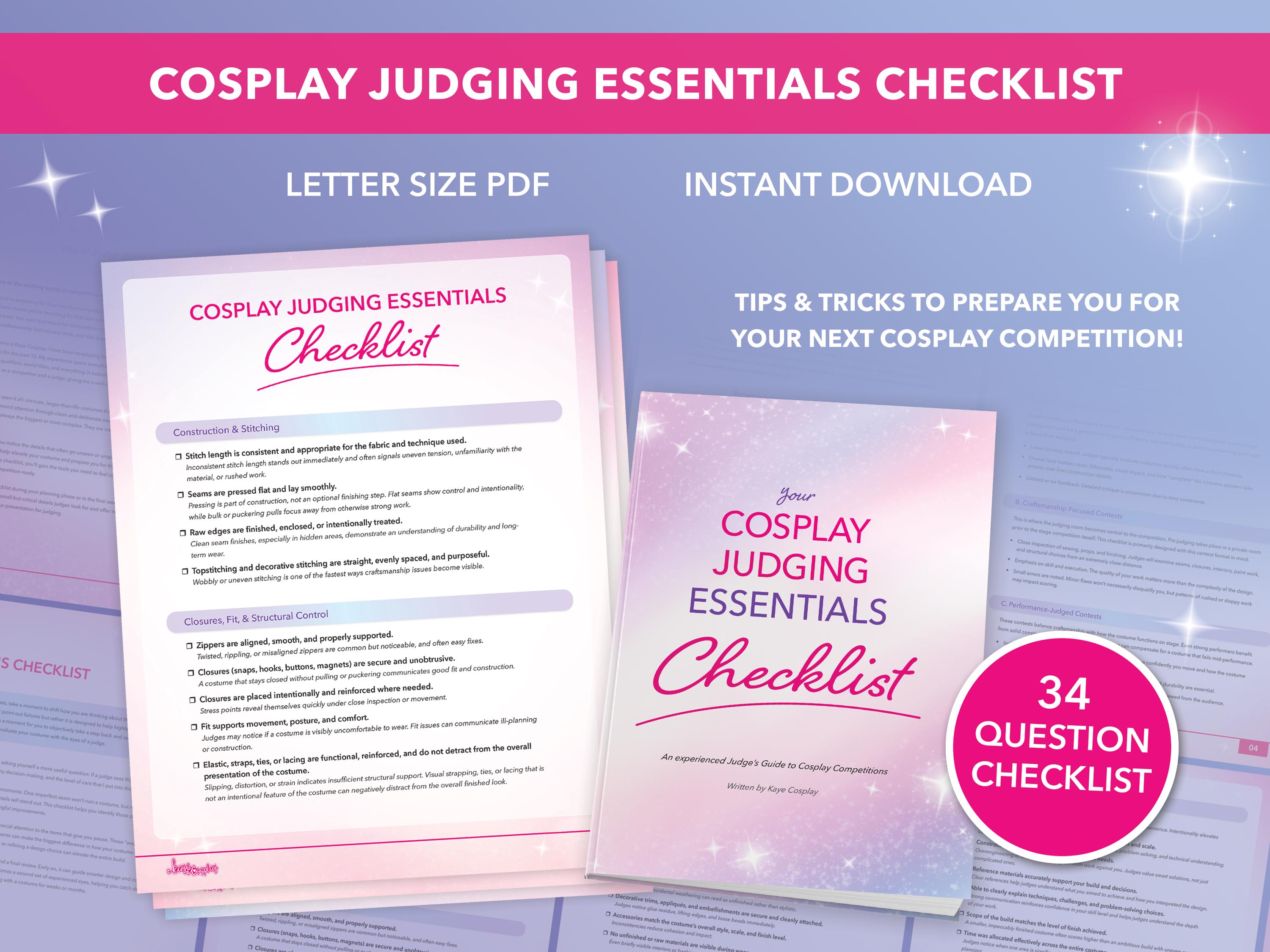 Cosplay Essentials Cosplay Judging Essentials Checklist - PDF Instant Download - Etsy