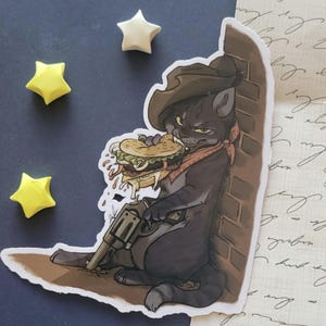 Cowboy Katze | Toller 3-Zoll-Die-Cut-Vinyl-Aufkleber