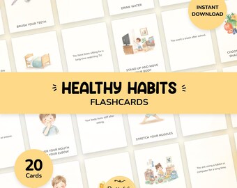 Healthy Habits Flashcards for Kids | Montessori Routine Cards (Digital Download)