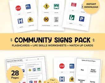 地域標識に関する生活スキルワークシート｜特別支援教育安全標識（デジタルダウンロード）