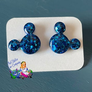 Blue large mouse earrings