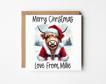 Personalised Highland Cow Christmas Card | Customised Highland Cow Christmas Card | Scottish Christmas Card | Card From Scotland | Coo