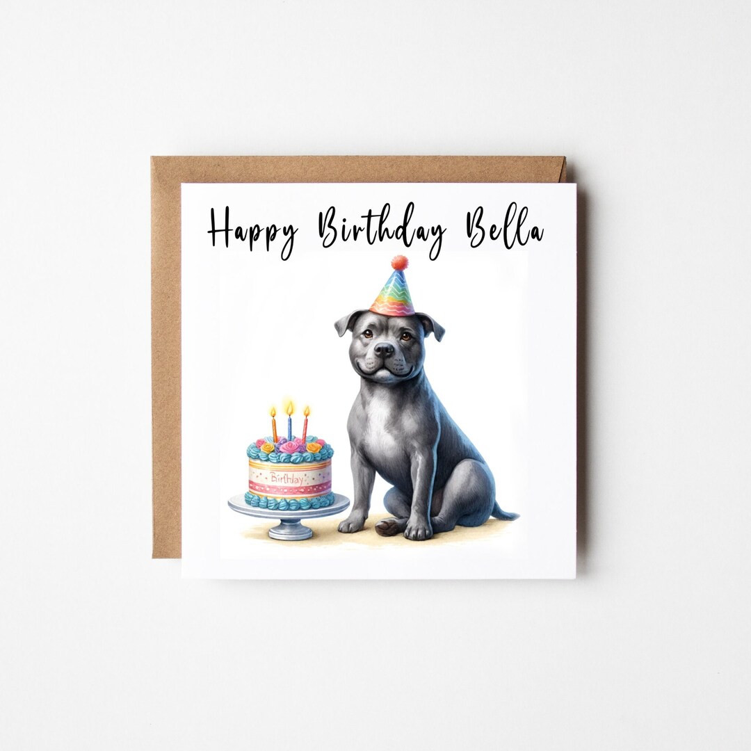 Biglietto Compleanno Staffordshire Bull Terrier – Qualità Premium Con Busta – Formato 145x145 Mm – Fatto A Mano In UK - 2