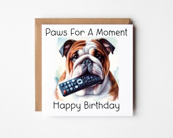 Cute English Bulldog Birthday Card 2 Colours | Cute Bulldog Birthday Card | Dog Dad Card | Funny Dog Birthday