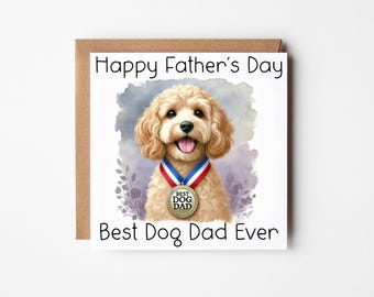 Cute Cockapoo Father's Day Card 5 Colours | Card From the Dog | Dog Father's Day Card | Dog Dad Card