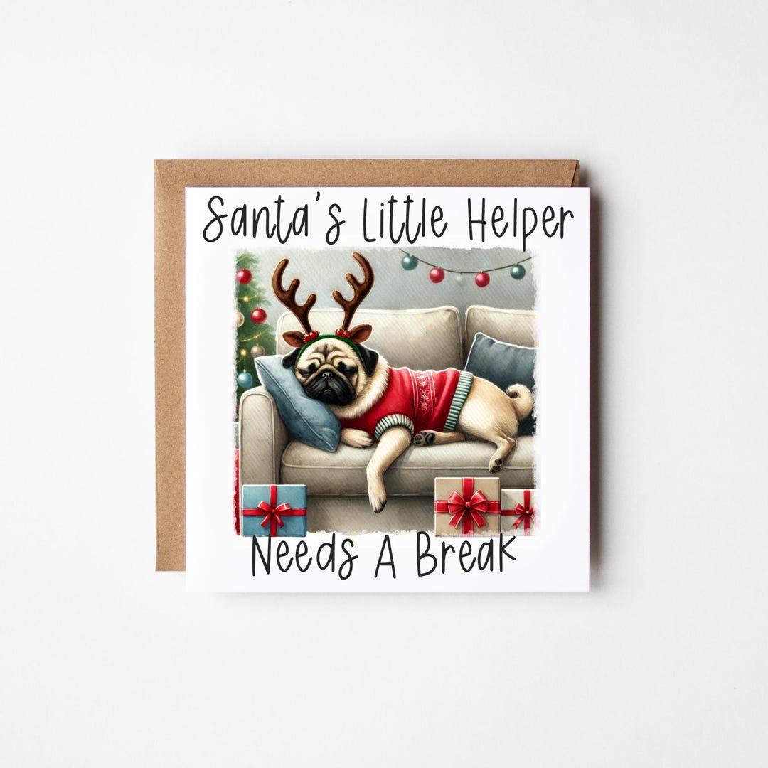 Funny Pug Christmas Card 2 Colours | Pug Owner Christmas Card | Card ...