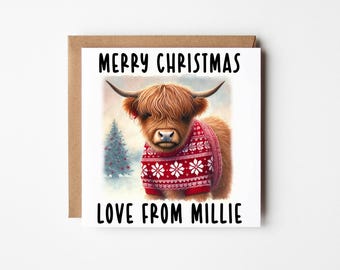 Cosy Personalised Highland Cow Christmas Card | Customised Highland Coo Christmas Card | Scottish Christmas Card | Card From Scotland | Coo