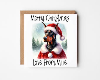 Personalised Dobermann Christmas Card | Custom Dobermann Owner Christmas Card | Card From The Dog | Dog Lover Card | Dog Xmas | Dog Mum