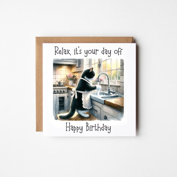 Funny Cat Birthday Card 3 Colours | Cute Cat Birthday | Card From The Cat | Funny Cat Card | Card For Cat Owner | Funny Animal Birthday Card