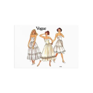 Carte postale vintage Vogue Dress Pattern Illustration - Papeterie pour journal indésirable à la mode rétro des années 1980