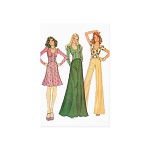 1970s Fashion Illustration Postcard - 70s Vintage Dress Junk Journal Stationery