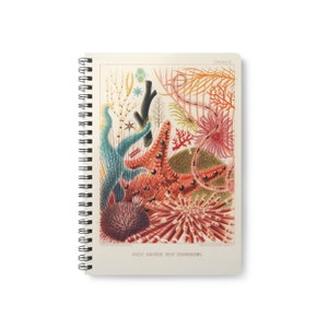 Great Barrier Reef Illustration Notebook Journal A5 - Vintage Botanical Light Academia Stationery, Lined Pages