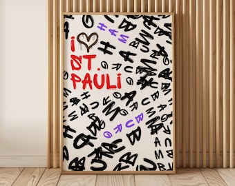 Hamburg Poster Graffiti | St. Pauli Wall Decor | Street Art Typography Art for North Sea & Coast Fans