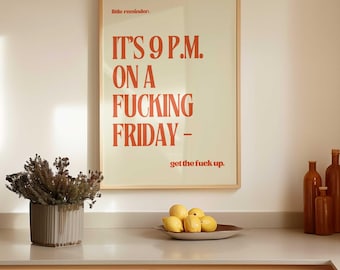 It's 9pm Poster | Posters for Bedrooms and Living Rooms | Retro Print | Fun Wall Art