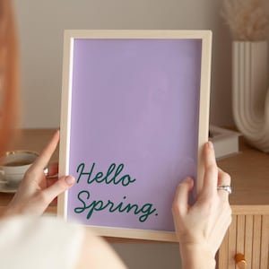 Frühlings Poster als Wanddeko | Typografie Bild | Minimalistische Deko | Grün und Rosa