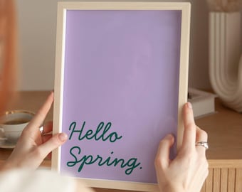 Spring poster as wall decoration | Typography image | Minimalist decoration | Green and pink