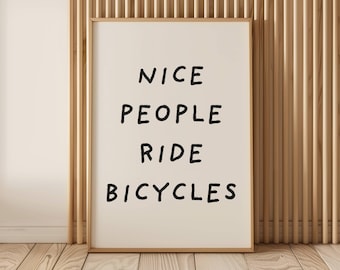Bicycle quote poster | Wall decoration for cyclists | Simple image | Green and pink colors