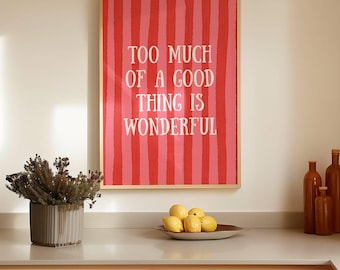 Positive Vibes Poster | Typography Poster in Pink & Red | Happy Vibes Wall Decor for your Home