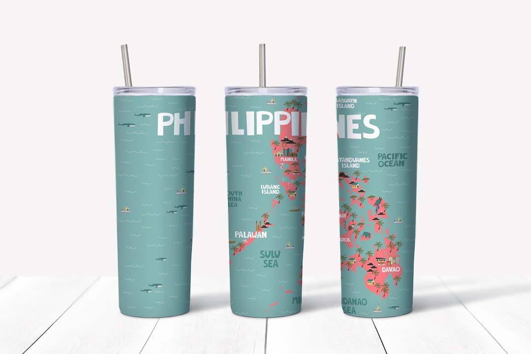 Philippines Map 20oz Skinny Tumbler Unique Sublimated Philippine