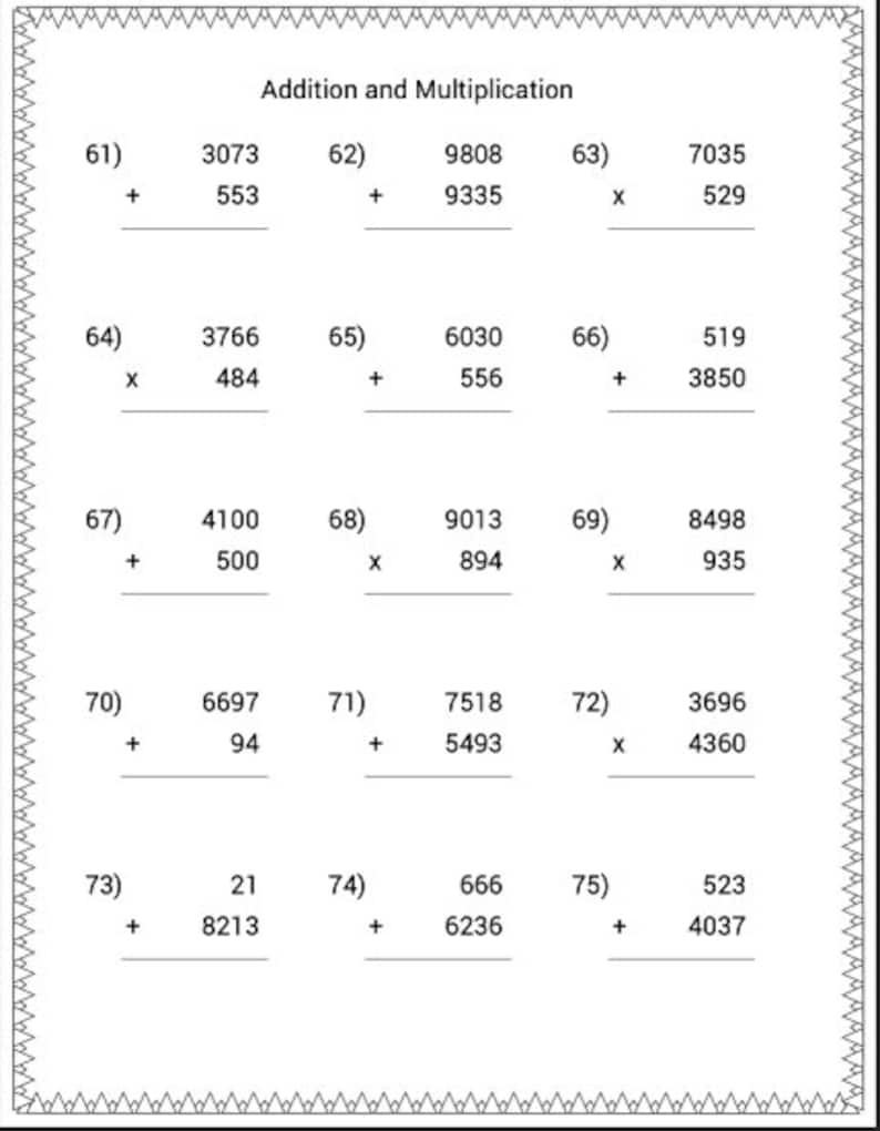 Printable Math Worksheets, Addition and Multiplication, Homeschool ...
