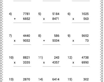 Printable Math Worksheets, Addition And Multiplication, Homeschool, Instant Download, With Answers: