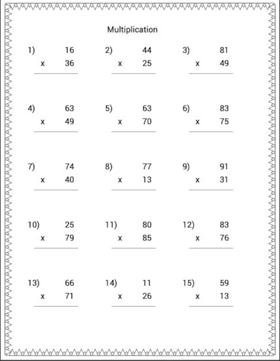 Printable Math Worksheets, Multiplying, Homeschool, Instant Download ...