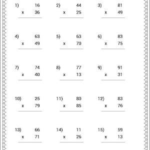 Printable Math Worksheets, Multiplying, Homeschool, Instant Download, With Answers