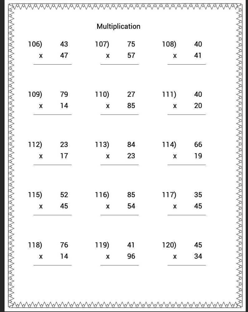 Printable Math Worksheets, Multiplication, Homeschool, Instant Download ...
