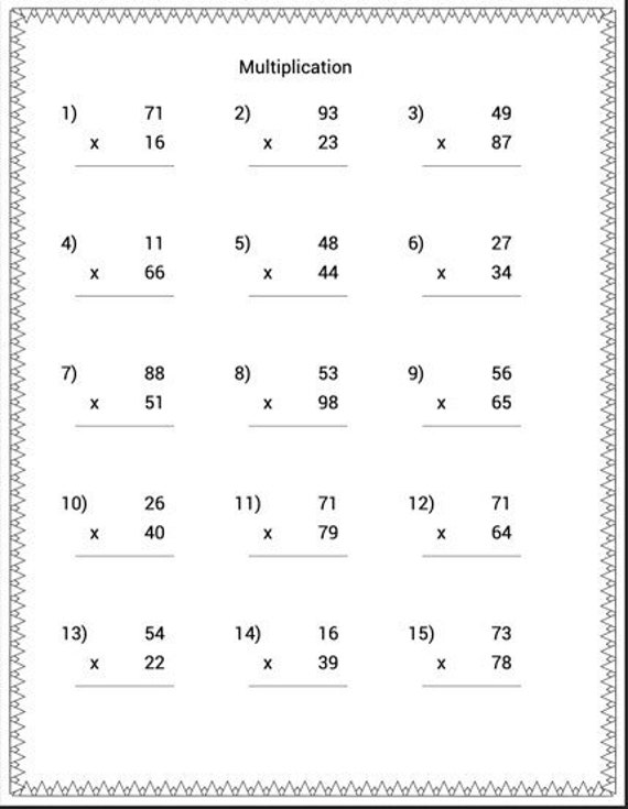 40 printable multiplication practice worksheets with answers etsy