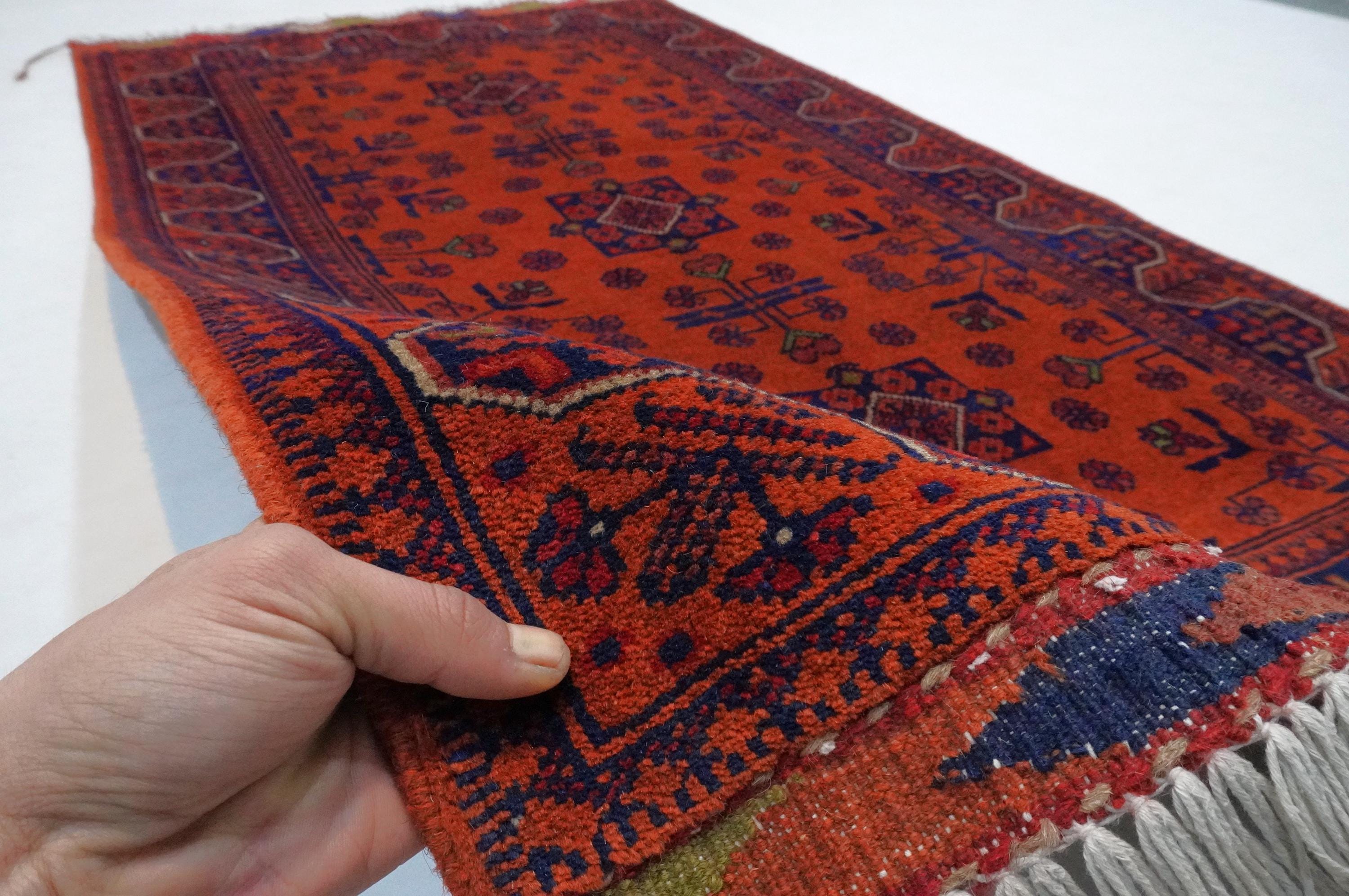 3x5 オレンジ アフガンラグ/アフガニスタン 高級ウールラグ/部族