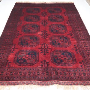 Antique Red Rug 7x10 Turkmen Tekke Ersari Rug/ High Pile Soft Top Quality Rug/ Afghan Handmade Wool Rug/ Living Room Rug/ Large Area rug