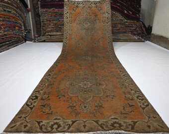 オレンジ(345×90) ヴィンテージラグ ランナー トルコ製 ランナータイプ - Kilim Designs