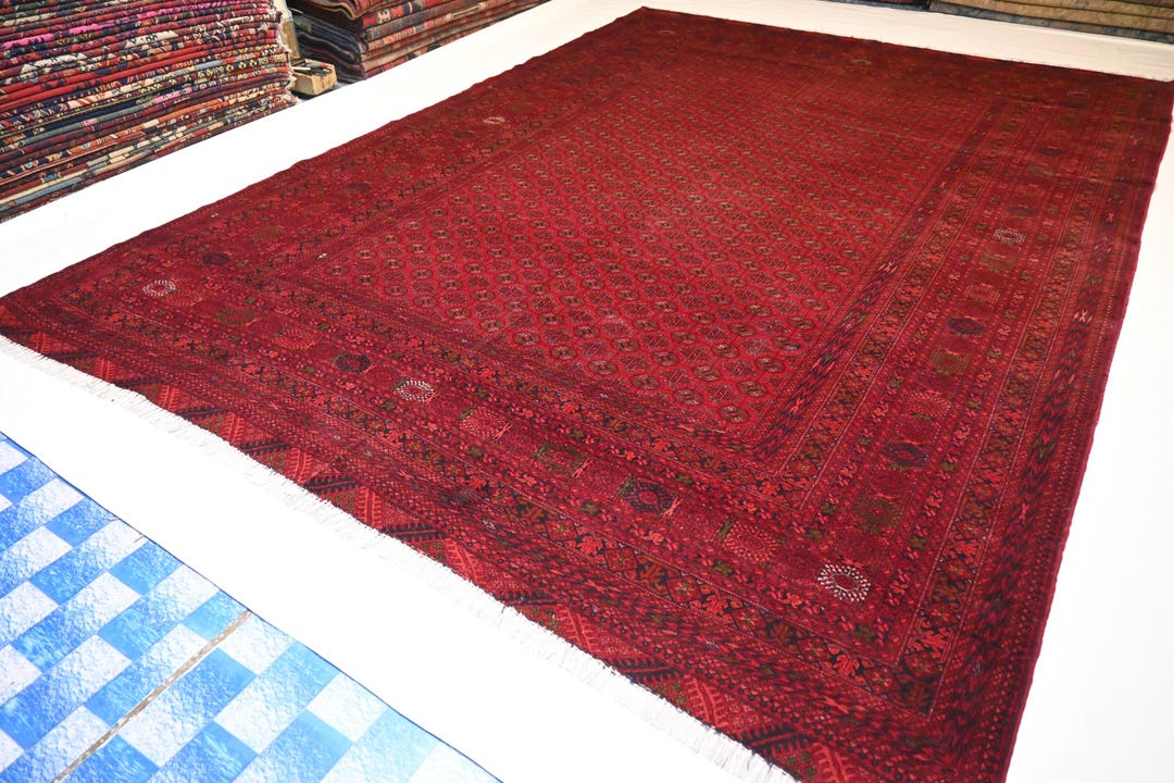 8x11 Large Afghan Vintage Mowri Rug/ Handmade Wool Rug 240x340 Turkmen ...