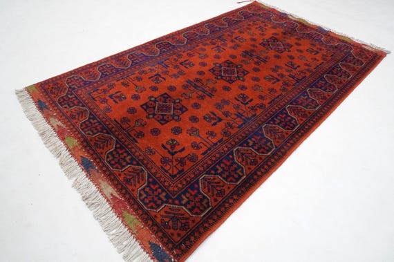 ビンテージラグ　伝統的　ウールラグ　アフガニスタン アフガニスタンのヴィンテージラグ、4x6インチのハンドメイドウール